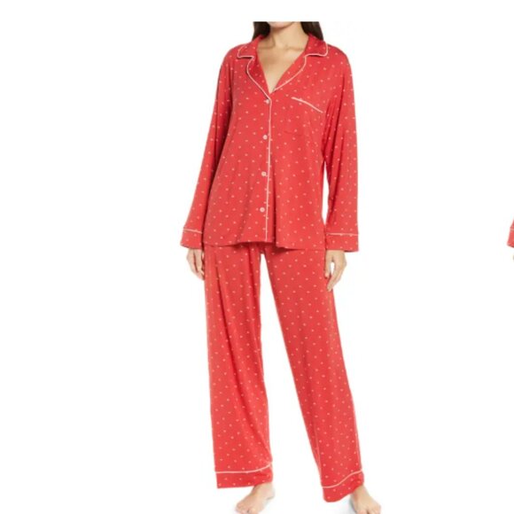 Eberjey Gisele Print Jersey Knit Pajamas in Envelope Heart-Haute Red/Bone - Picture 1 of 4